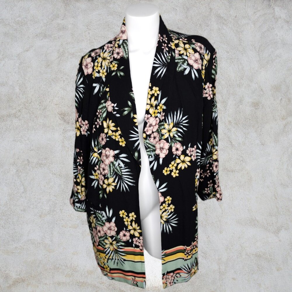 Roz & Ali Floral Print Open Blazer / Jacket Lightweight Excellent Condition